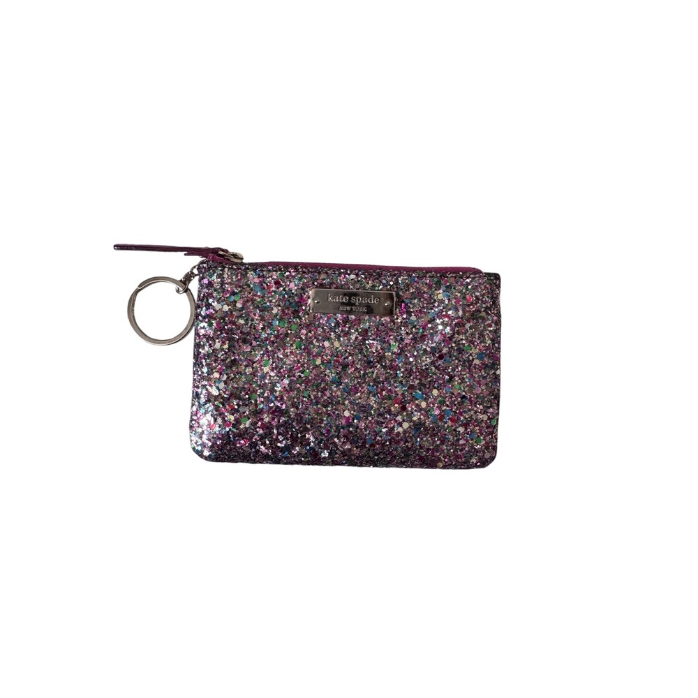 Kate Spade New York Glitter Coin Purse Key Pouch Purple Multi PWRU3031